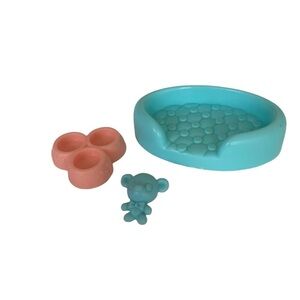 Littlest Pet Shop Accessoires cat bed with toy and bowls